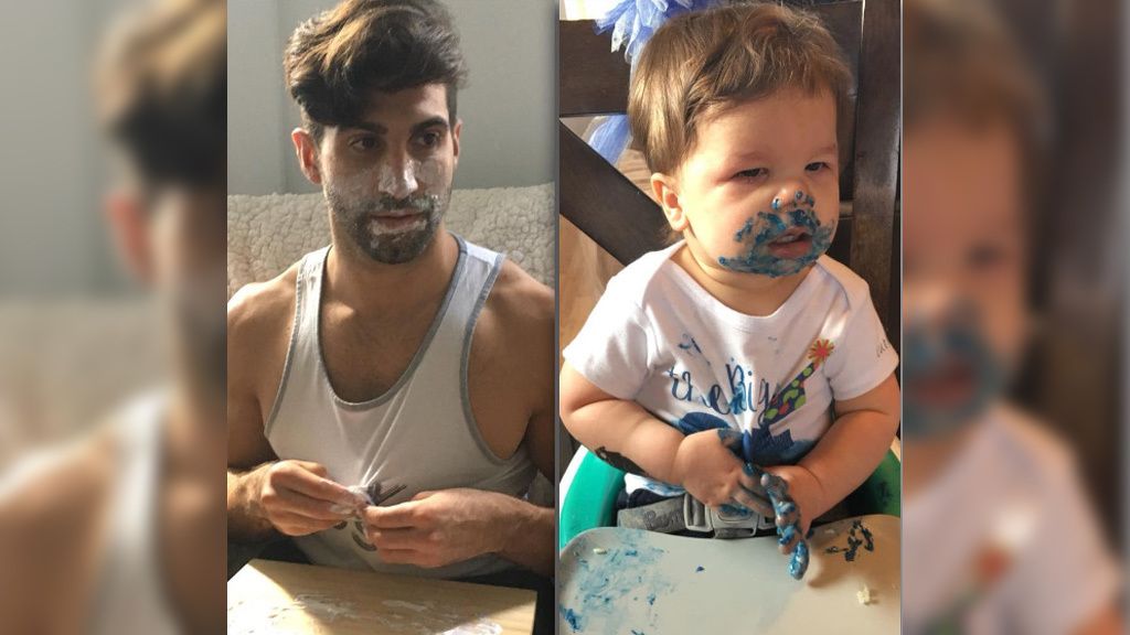 El modelo Aristotle Polites presume de sobrino en las redes con unos divertidos poses