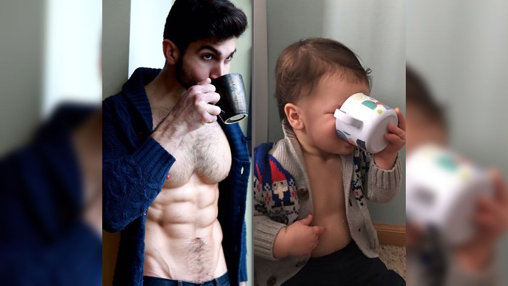 El modelo Aristotle Polites presume de sobrino en las redes con unos divertidos poses
