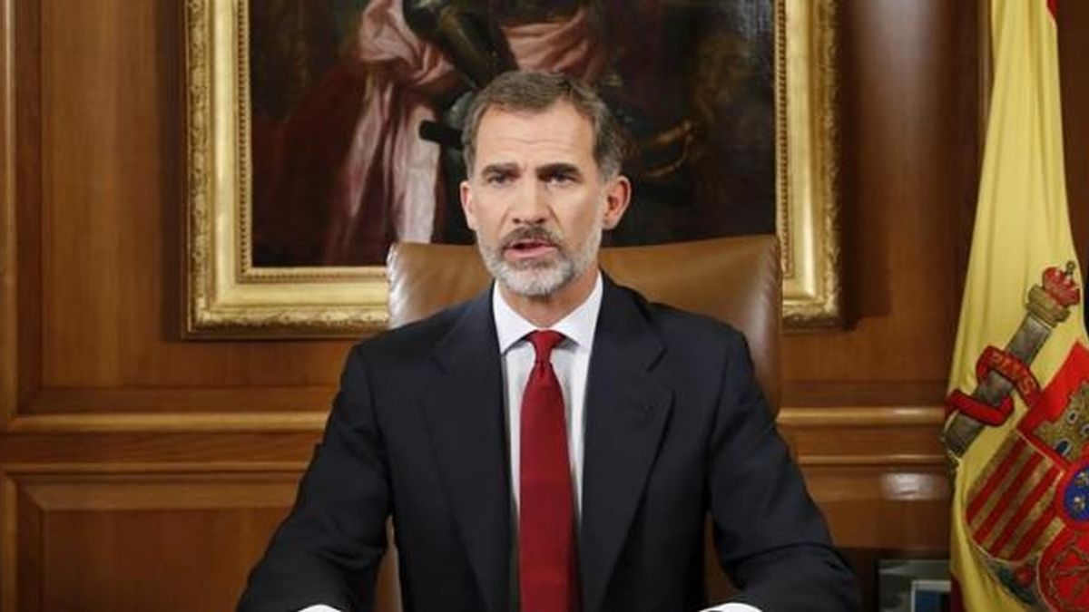 El rey Felipe VI durante su discurso a la nación el cuatro de octubre