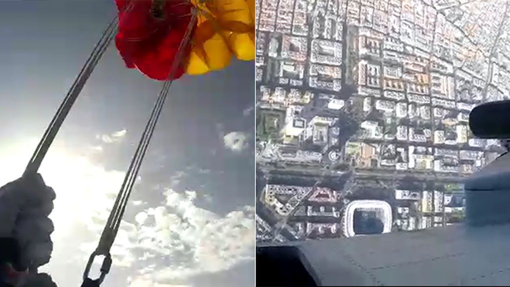 El espectacular salto en primera persona de la Patrulla Acrobática Paracaidista en el 12-O