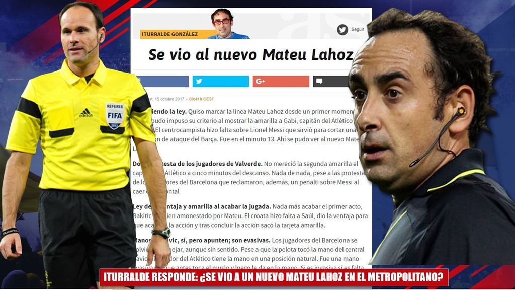 ¿Se vio a un nuevo Mateu Lahoz en el Wanda? Iturralde apunta:  "Se dedica más a gustarse que a arbitrar para contentar a..."