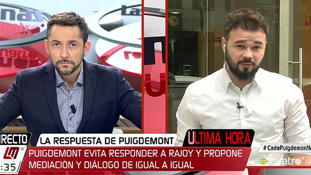 Gabriel Rufián: "Para nosotros, hace mucho que Cataluña está intervenida"