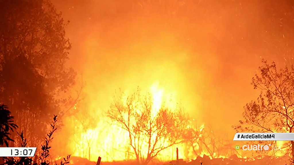 Impactantes imágenes de los vecinos intentando apagar el fuego en Galicia
