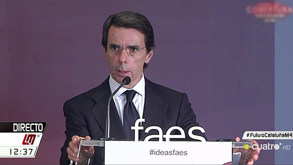 Aznar critica que no se frenara antes “el delirio sedicioso de unos cuantos”
