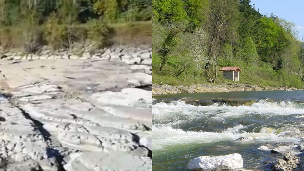 La sequía convierte el río Pas de Santander en un pedregal irreconocible