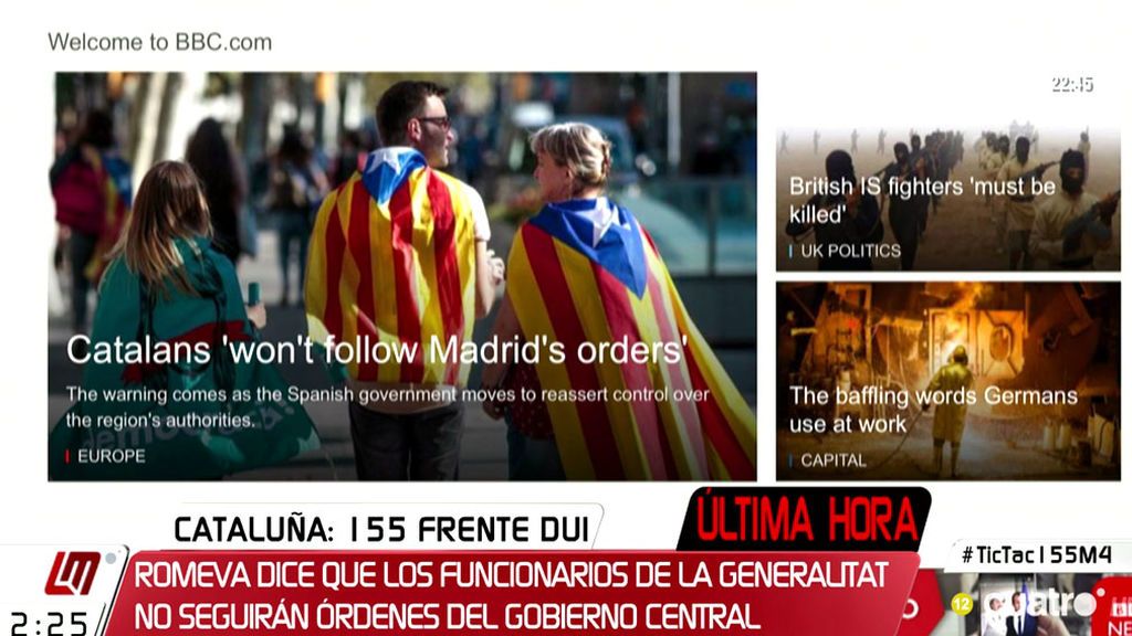 Romeva dice que los funcionarios de la Generalitat desobedecerán al Ejecutivo Central