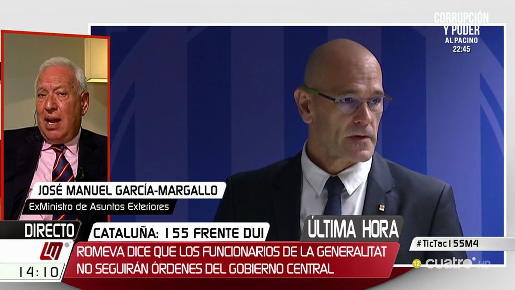 Margallo responde a Romeva: “Si no obedecen las órdenes del Gobierno, las de Cataluña tampoco, pues no son constitucionales”