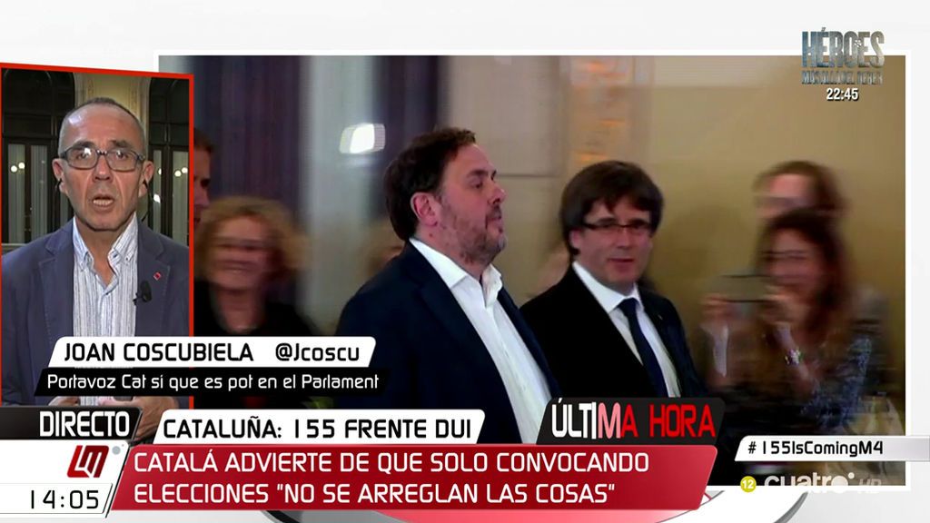 Coscubiela: “Si Puigdemont acude al Senado y se convocan elecciones, seguro que se frena el 155”