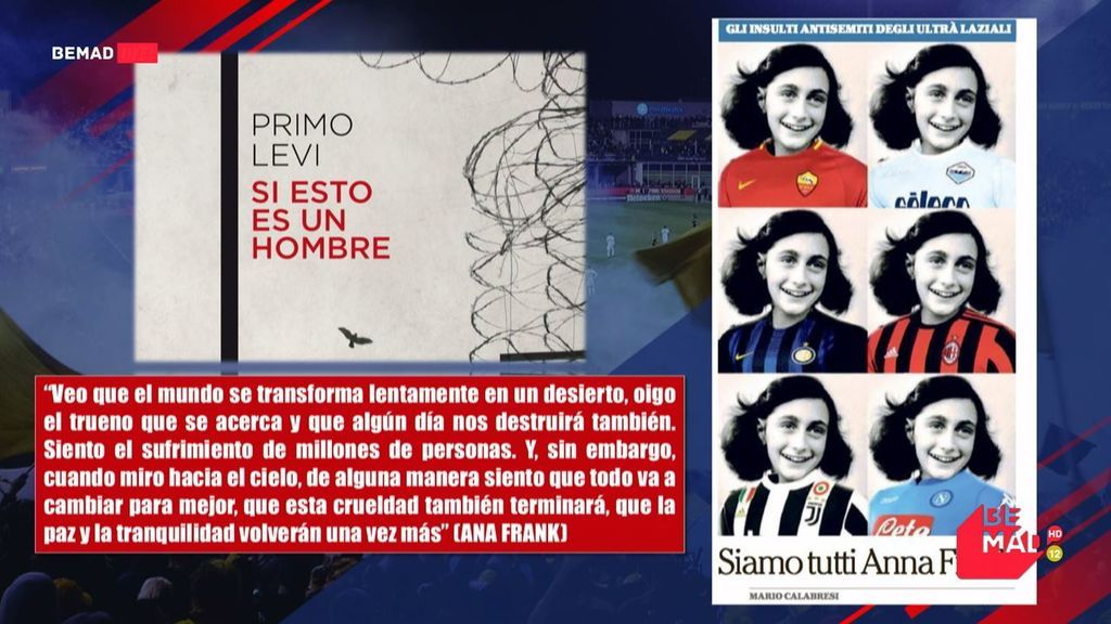 "Todos somos Ana Frank": la respuesta del fútbol italiano a los ultras del Lazio