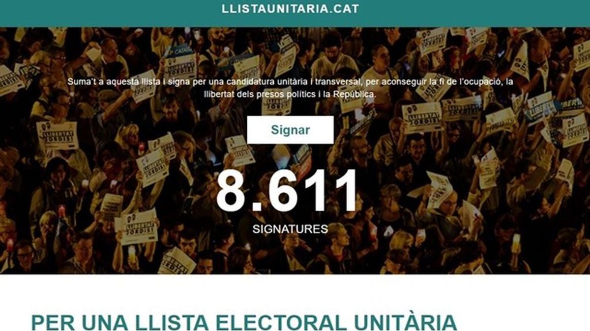 Puigdemont difunde un enlace para apoyar una lista unitaria y contra los encarcelamientos
