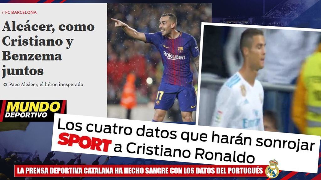 La prensa deportiva catalana 'sonroja' a Cristiano al comparar su cifra goleadora...  ¡con la de Paco Alcácer!