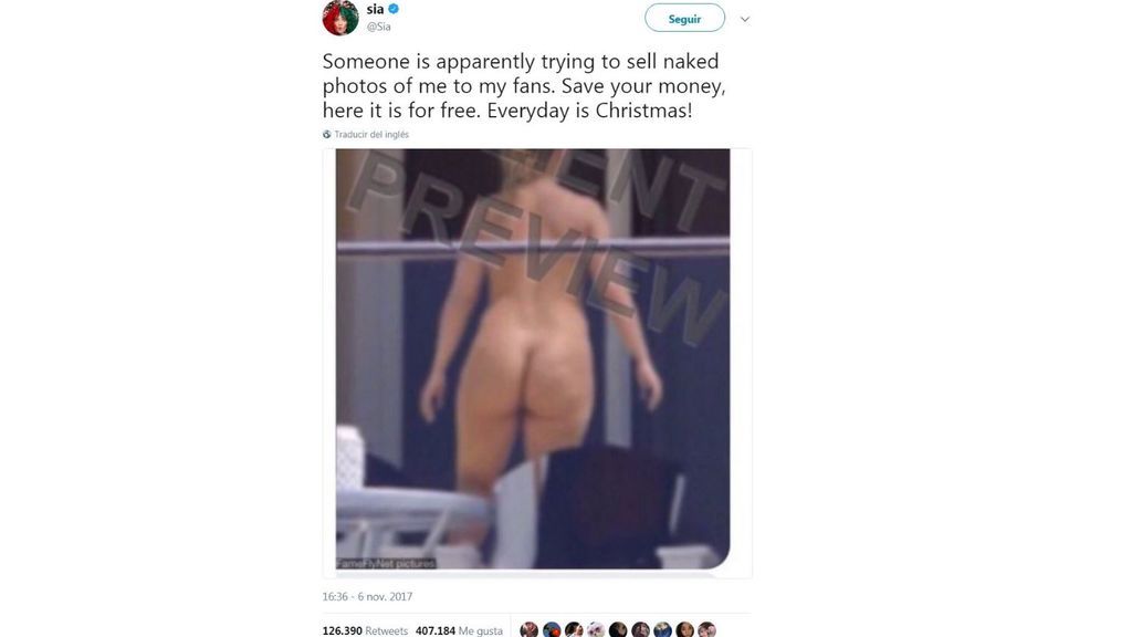 Hoy #EnLaRed: Sia publica su desnudo 'robado' en redes sociales