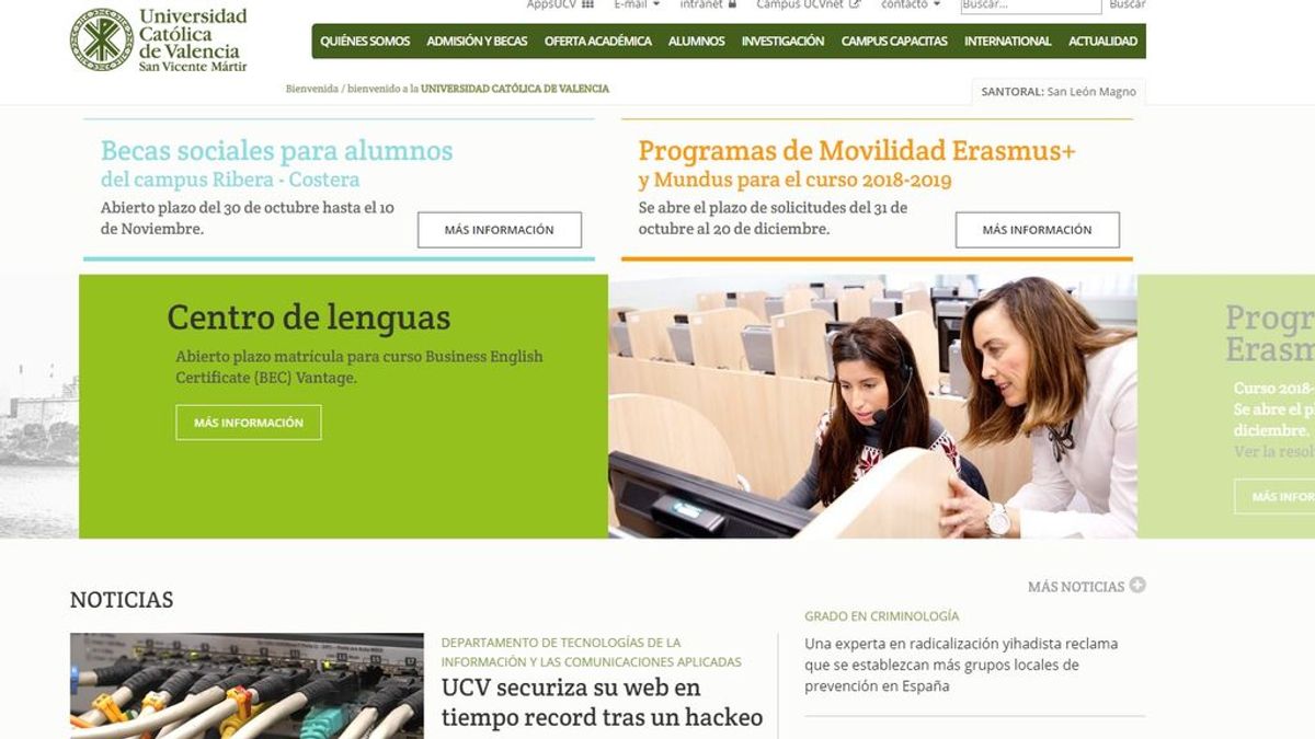 Un grupo de "hackers pro-ISIS" ataca la página web de la Universidad Católica de Valencia