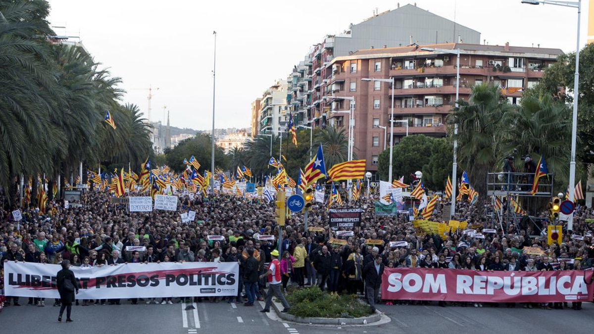 Manifestación en Barcelona para pedir la libertad de los presos políticos