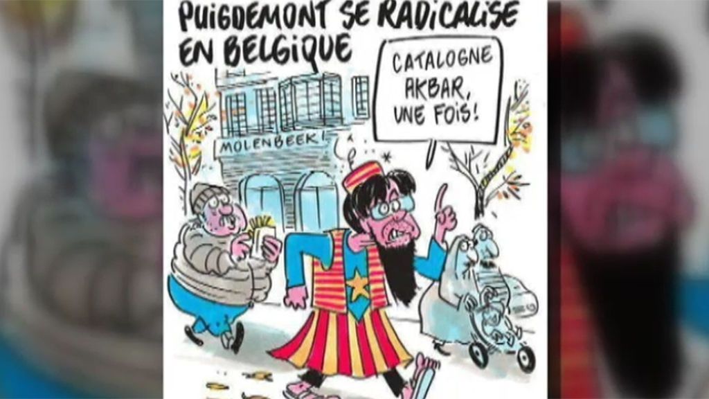 Charlie Hebdó caricaturiza a un Puigdemont que ‘se radicaliza en Bélgica’