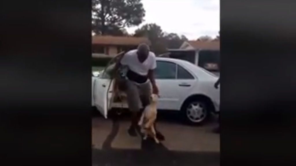 Maltrata a un perro ante las carcajadas de su compañero
