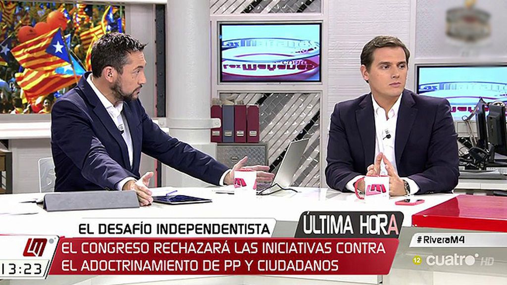 Rivera: "Me niego a pensar que el futuro de España pasa porque Puigdemont diga lo que tienen que decir los libros de texto"