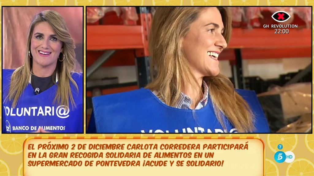 Carlota Corredera será la madrina de la gran recogida solidaria de alimentos de Pontevedra
