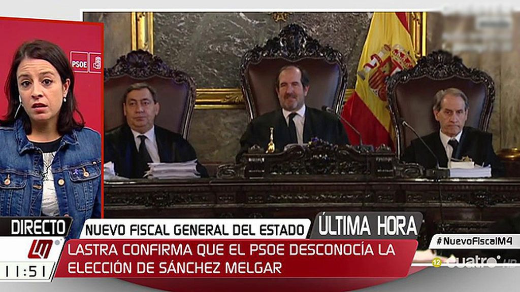 Adriana Lastra confirma que el PSOE no conocía el elección del Fiscal General