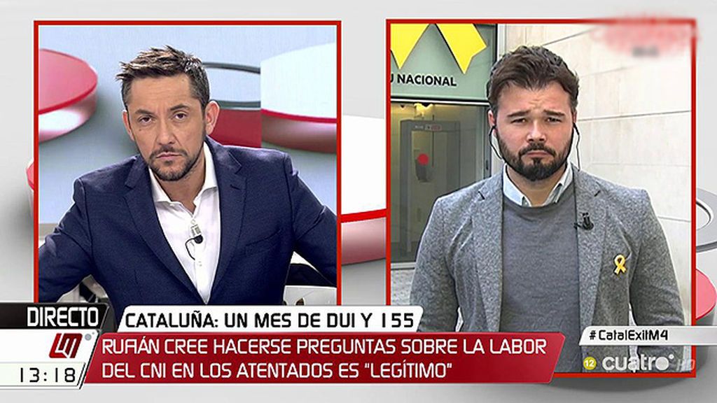 Gabriel Rufián cree que hacerse preguntas sobre la labor del CNI en los atentados es “legítimo”