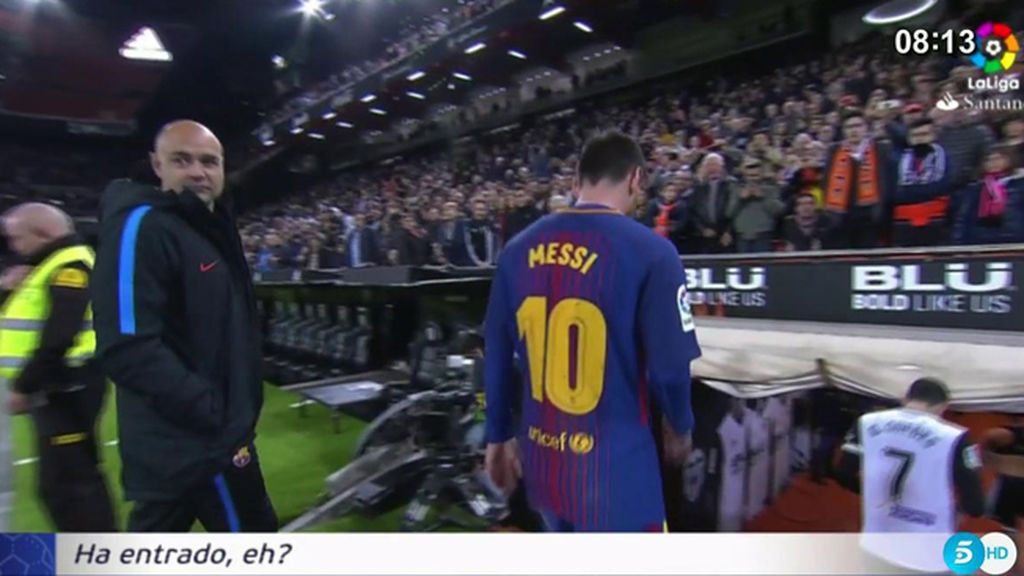 Así alucinó Messi cuando le confirmaron que su gol al Valencia era completamente legal