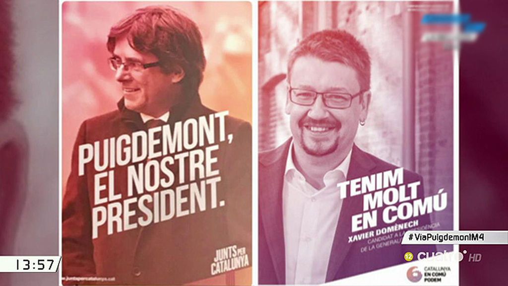Junts per Catalunya presenta unos carteles casi iguales a los de En Comú Podem el 26-J