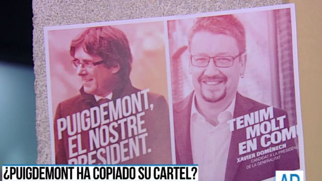 ¿Plagio o coincidencia? Los Comunes acusan a Puigdemont de copiar su cartel