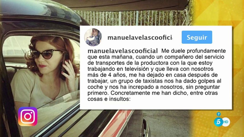 La actriz Manuela Velasco, increpada por un grupo de taxistas