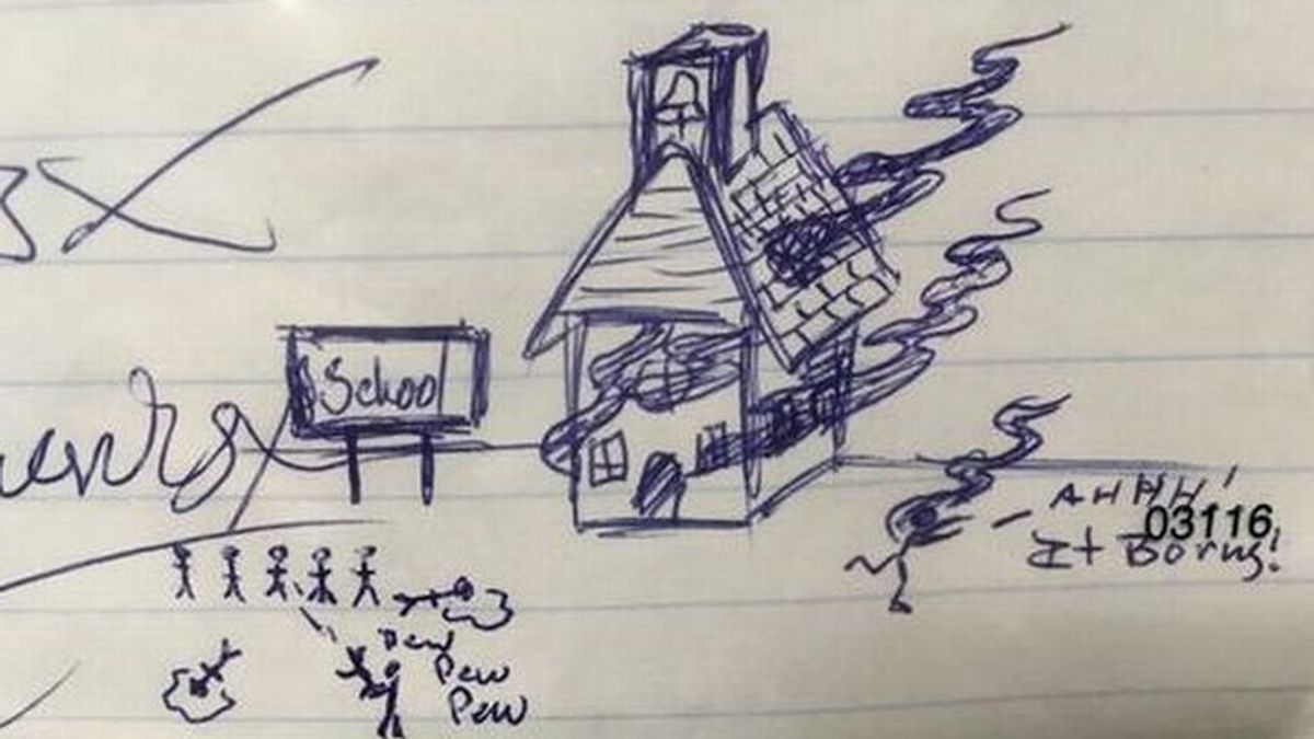 Detenido por dibujar una matanza en un colegio en los deberes de un niño