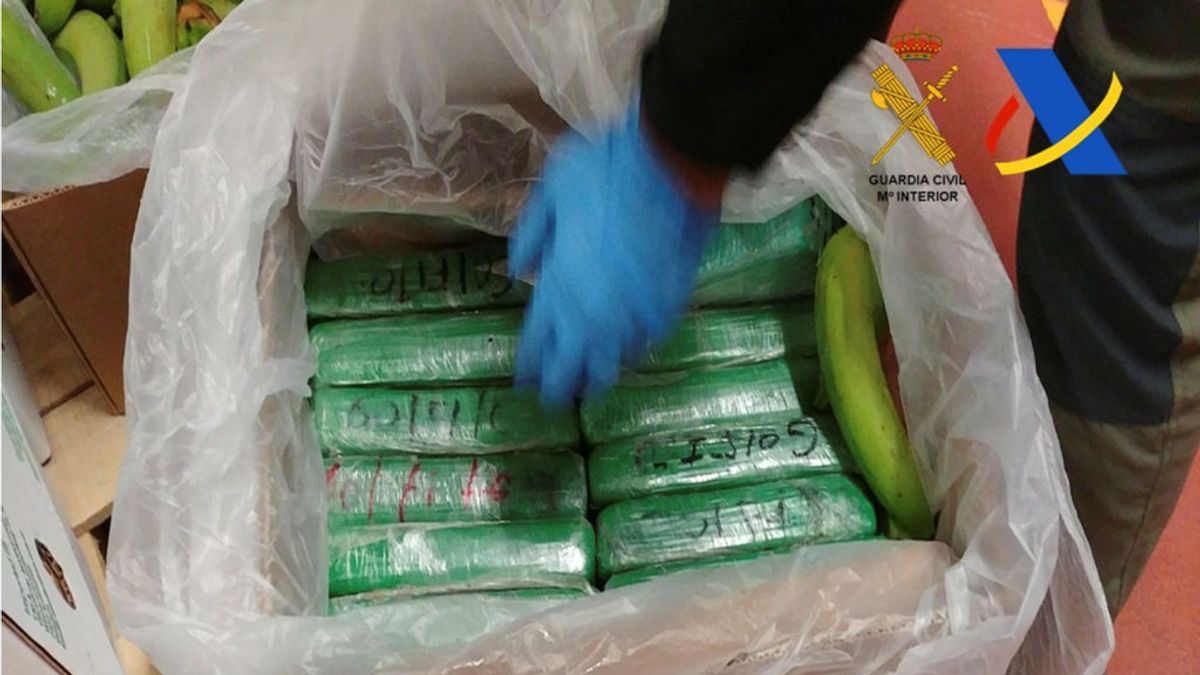 La policía española muestra paquetes de cocaína que fueron incautados en un envío de plátanos de Colombia en un contenedor en el puerto de Algeciras, España, en esta foto sin fecha entregada el 5 de diciembre de 2017.