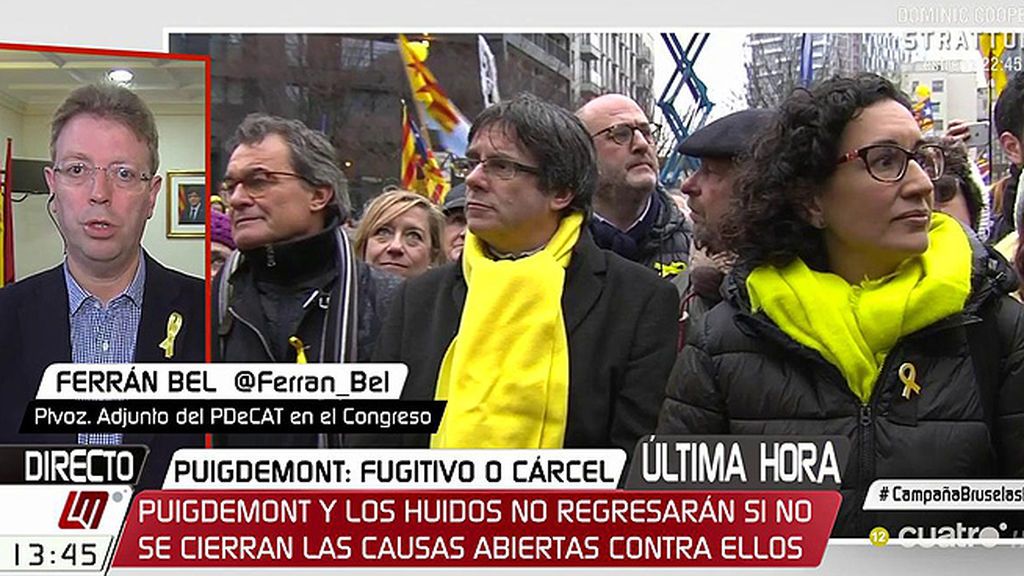 F, Bel, de Puigdemont: “Si es elegido, el Estado y el gobierno tendrán que plantear cómo se resuelve esta situación”