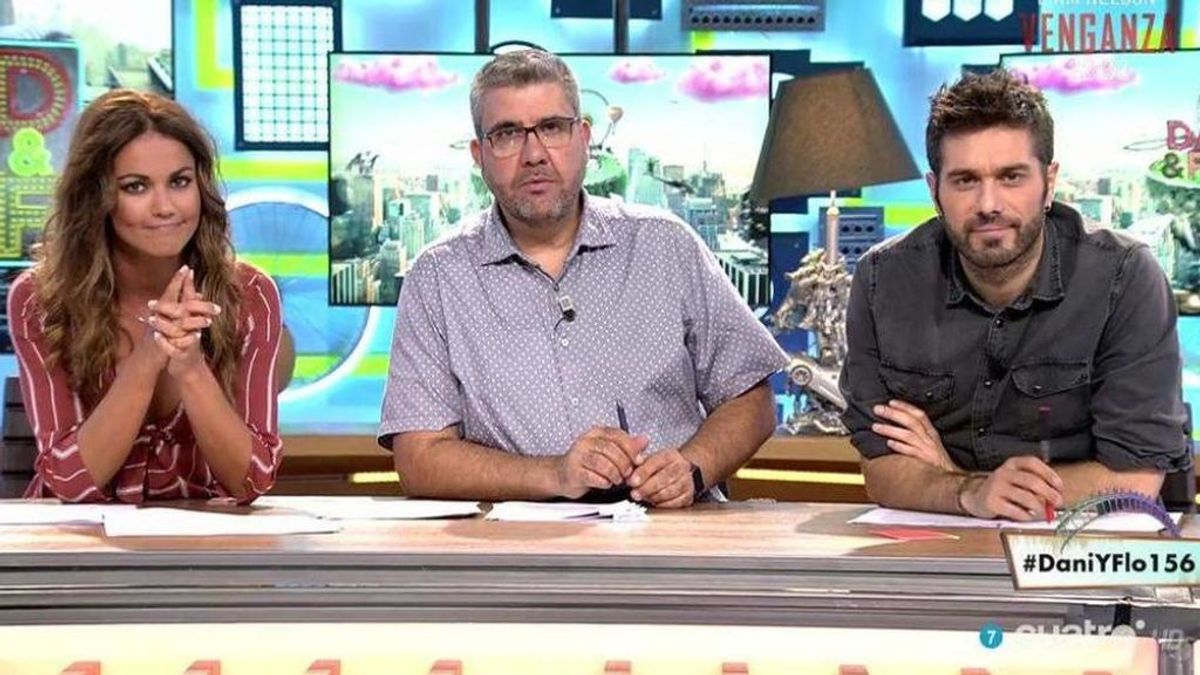 Lara Álvarez, Florentino Fernández y Dani Martínez, presentadores de 'Dani & Flo'.