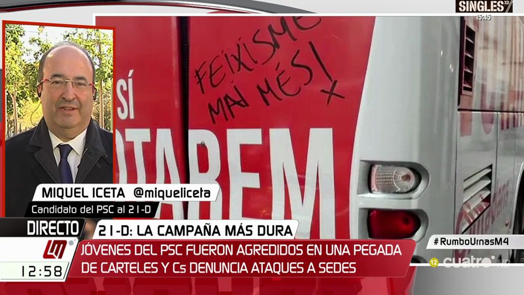 Miquel Iceta, sobre el acoso a Ciudadanos: “Condeno estas agresiones y mando un abrazo a los que hacen una campaña noble”