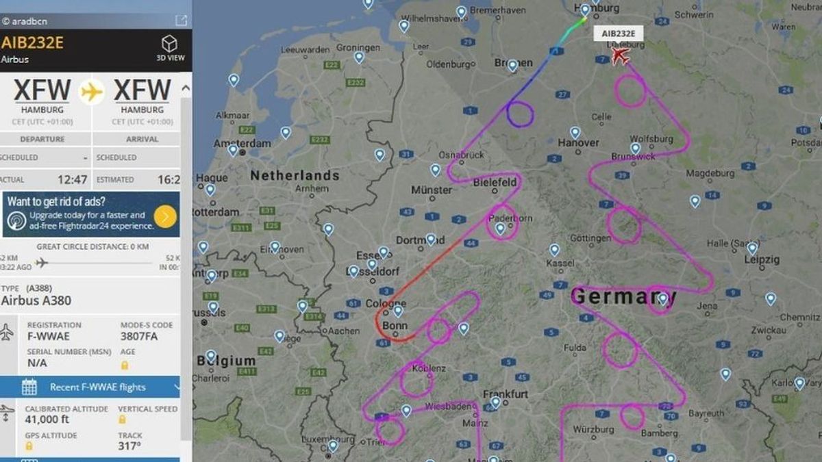 Un avión dibuja un árbol de Navidad en el cielo de Alemania
