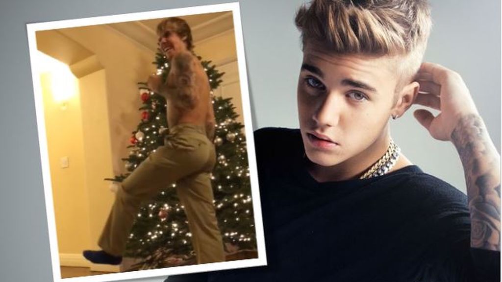 Y tú, ¿pondrías el árbol sin camiseta? El vídeo viral más navideño de Justin Bieber
