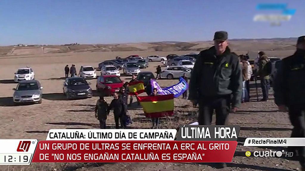 Un grupo de ultras se enfrenta a ERC al grito de “no nos engañan Cataluña es España”