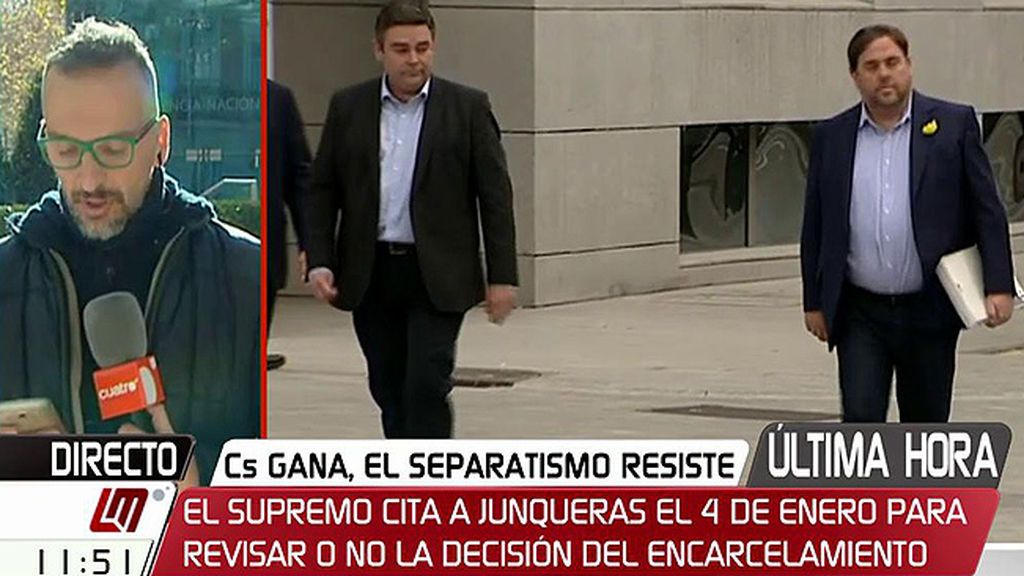 El Tribunal Supremo cita a Junqueras el 4 de enero para revisar o no la decisión de su encarcelamiento