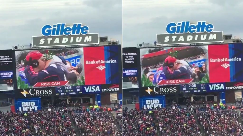 ¡Aparecen en la ‘kiss cam’ y se dan el beso del año!