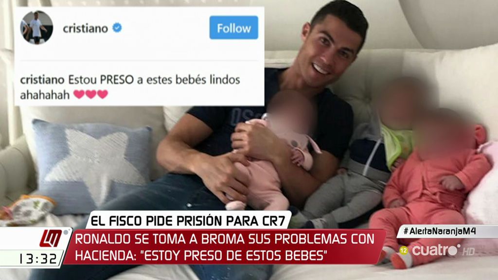 La respuesta de Cristiano Ronaldo al fisco: “Aquí estoy, preso de mis bebés”