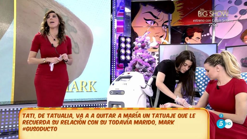 María Lapiedra se borra en directo el tatuaje que se había hecho con Mark