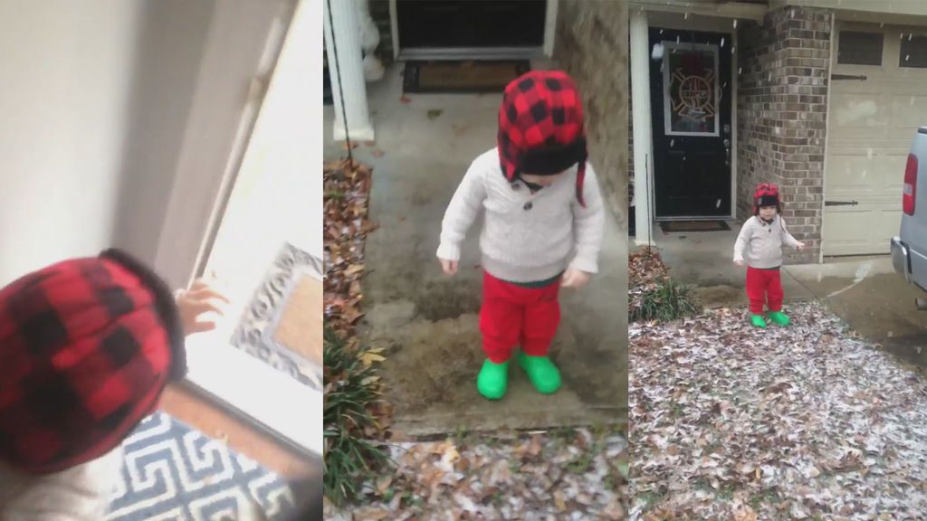 “¡Guaaau!”: la tierna reacción de un niño de dos años al ver nevar por primera vez en Florida