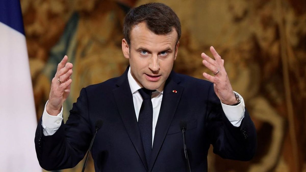 El presidente francés, Emmanuel Macron, en su discurso de Año Nuevo.