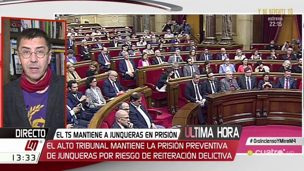 Monedero, sobre la decisión de mantener en prisión preventiva a Junqueras: "Es un disparate"