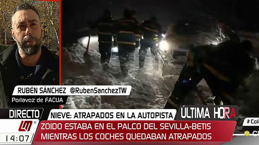 Rubén Sánchez (Facua), a los afectados por la nevada en la AP-6: “Todos los perjuicios se pueden reclamar”