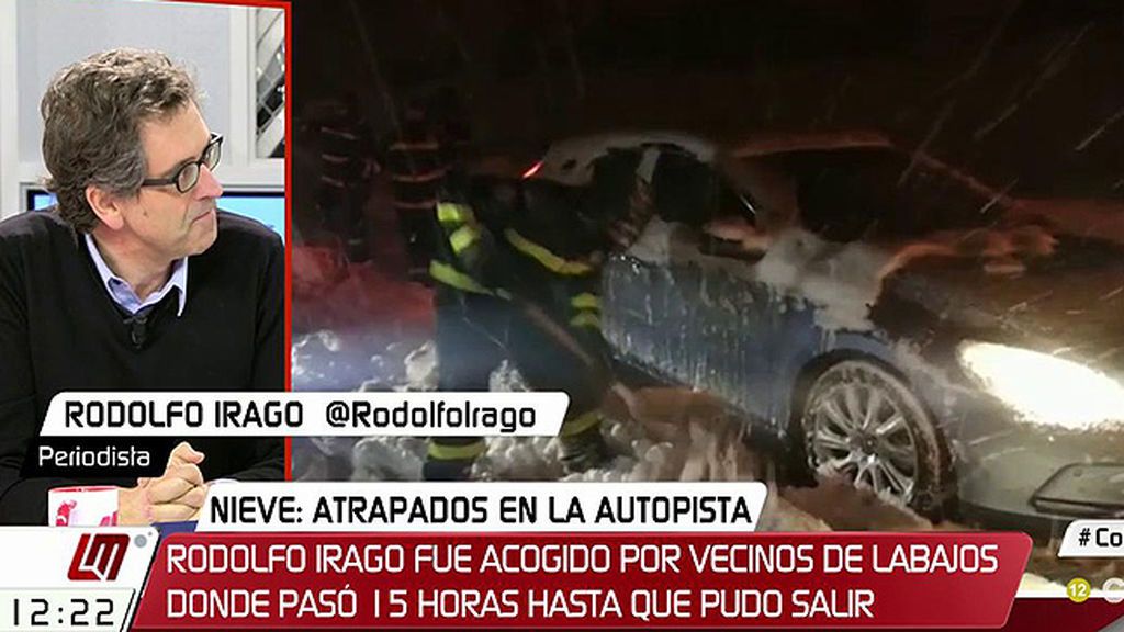 Irago se quedó atrapado en su coche por la nevada: "Los vecinos de Labajos fueron los héroes que nos salvaron"