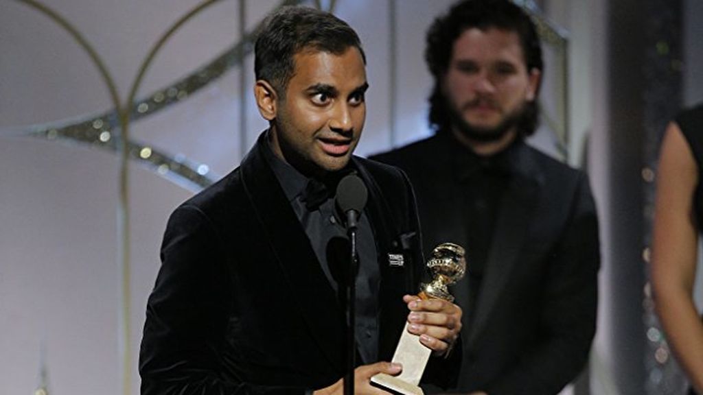 Aziz Ansari, en la 75º gala de los Globos de oro.