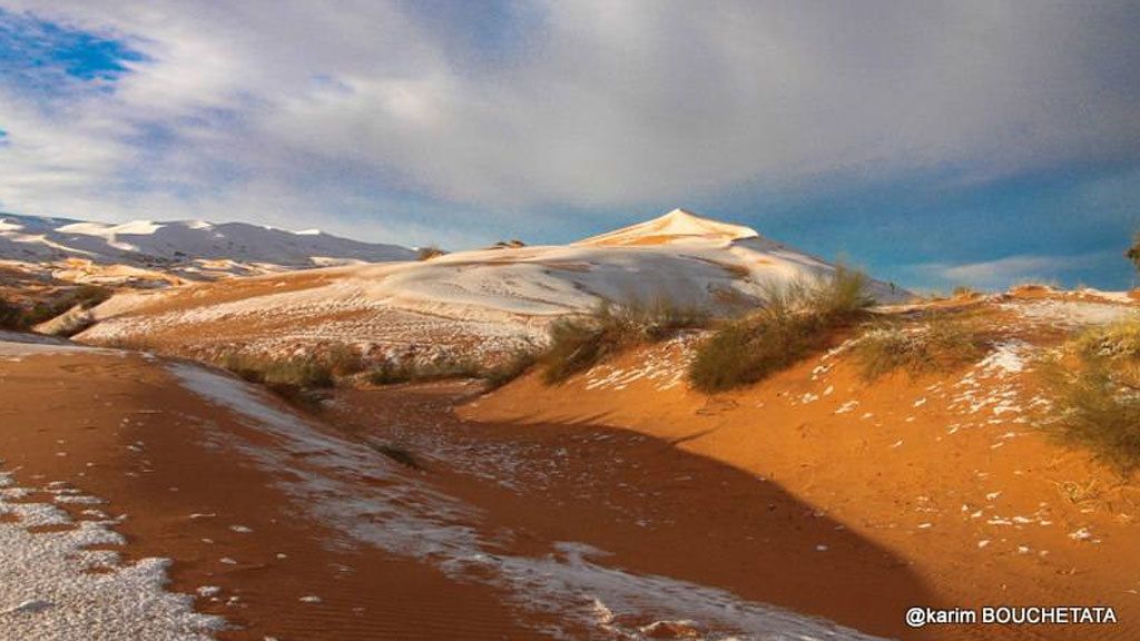 ¡Nieve en el Sahara! Las dunas del desierto se cubren de blanco