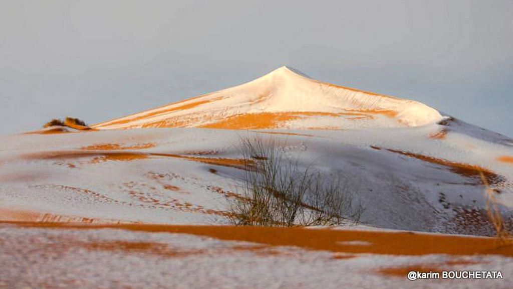 Una inusual tormenta dejó nieve en 'La puerta del desierto'