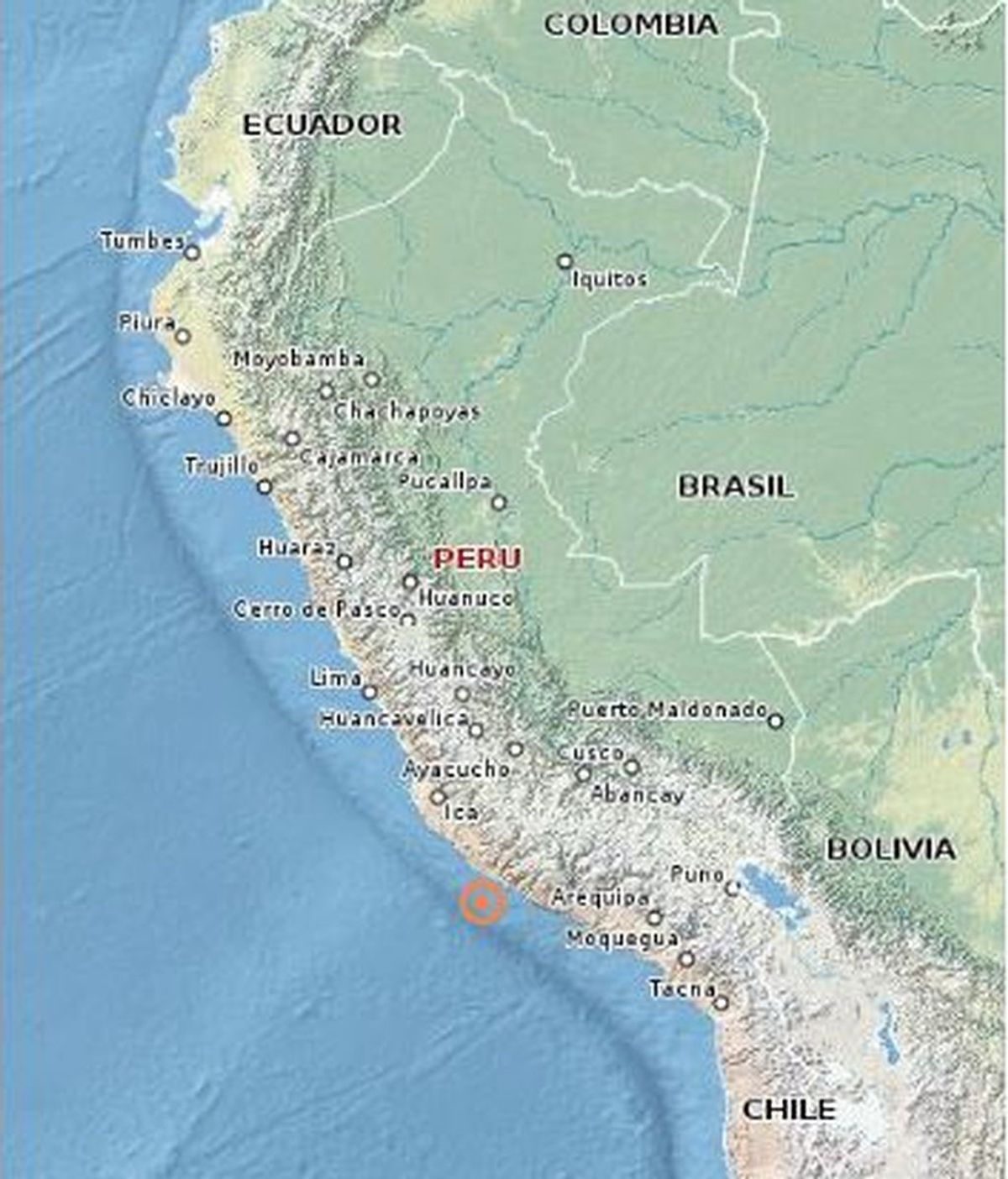 Registrado un fuerte terremoto de magnitud 7,3 en el sur de Perú sin alerta de tsunami
