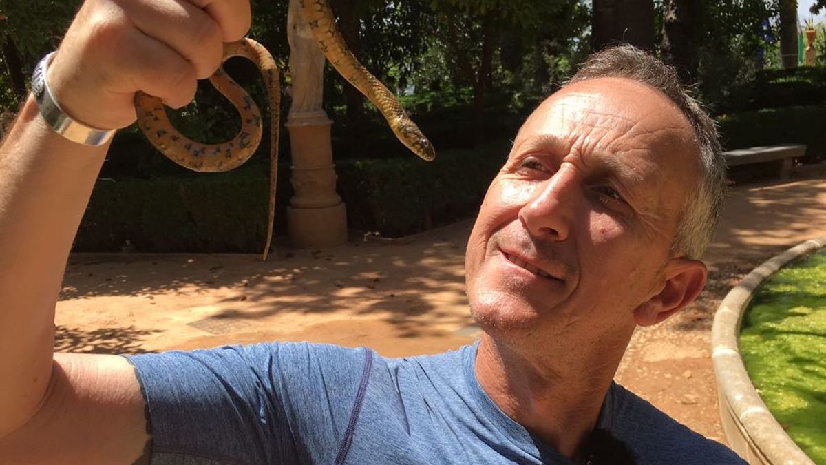 Kike Calleja agarra a una serpiente en las nuevas entregas de 'Río salvaje'.